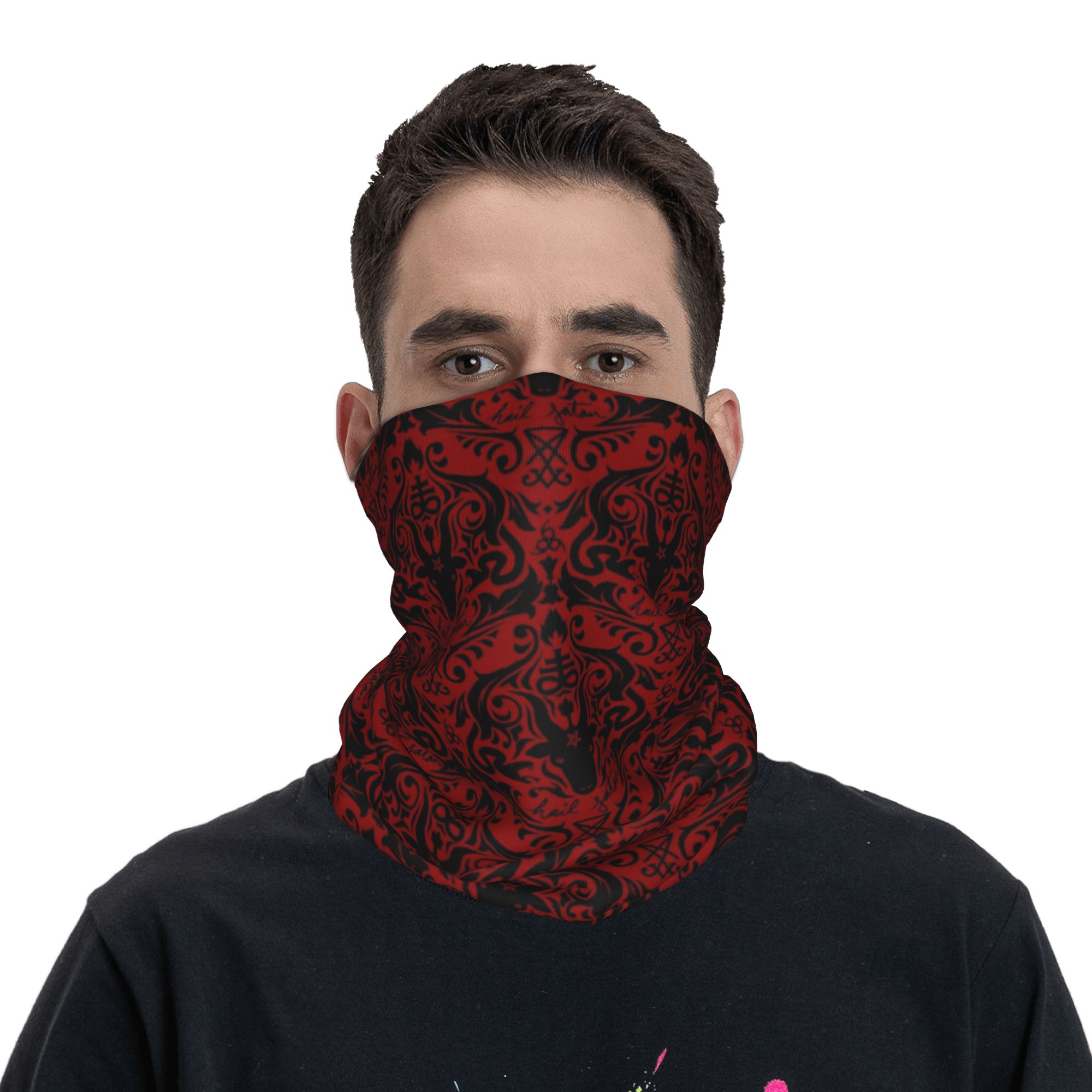 Baphomet Damask Hail Satan Bla - Neck Warmer Tube 리뷰 및 가격