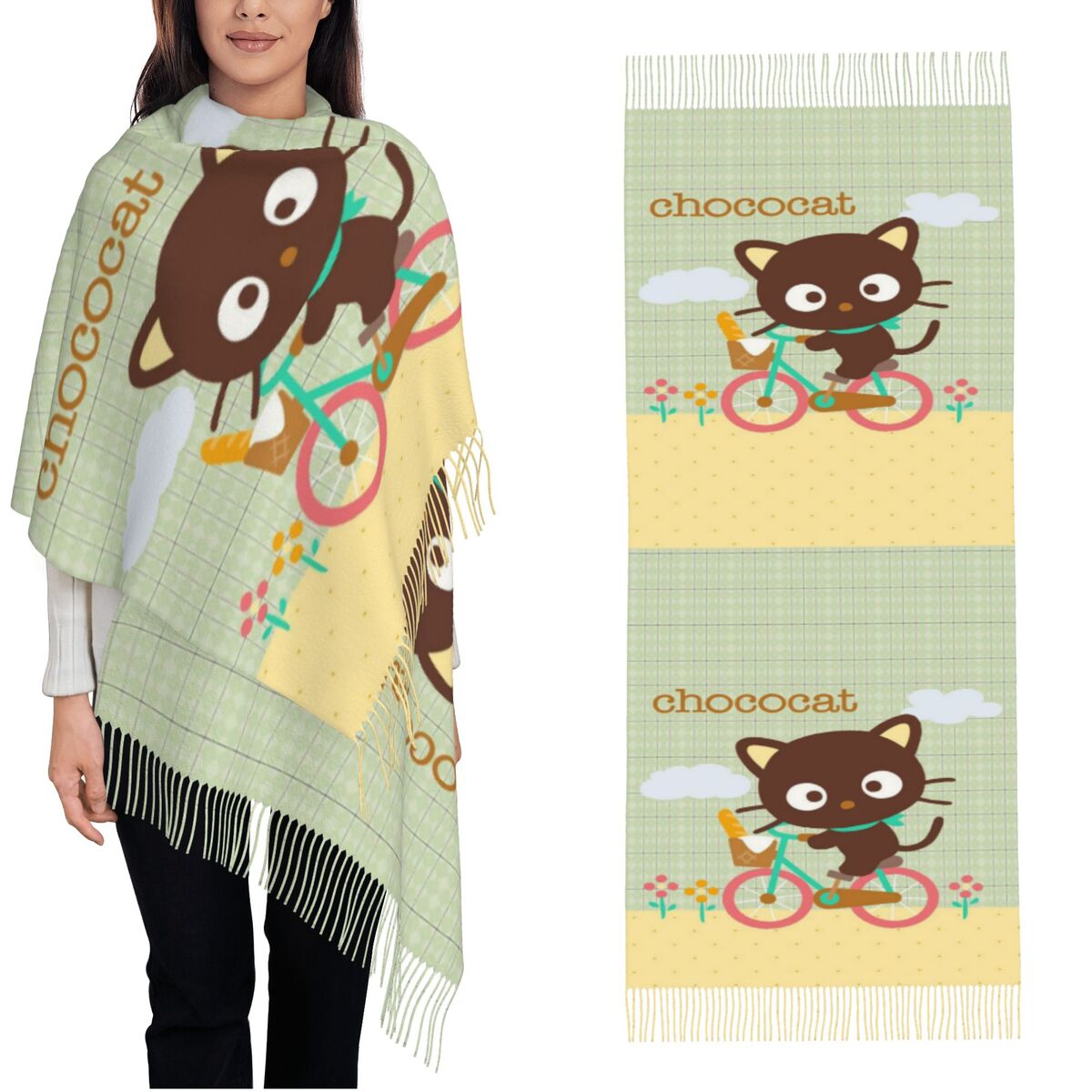 Chococats Kawaii Scarfs for Wo - Pashmina Wrap Large 리뷰 및 가격