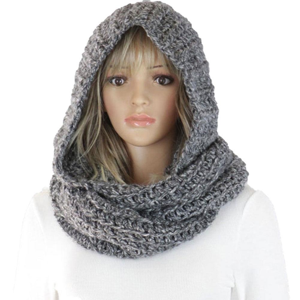 Knitted Hooded Scarf Winter Wo - Infinity Scarf Knit 리뷰 및 가격