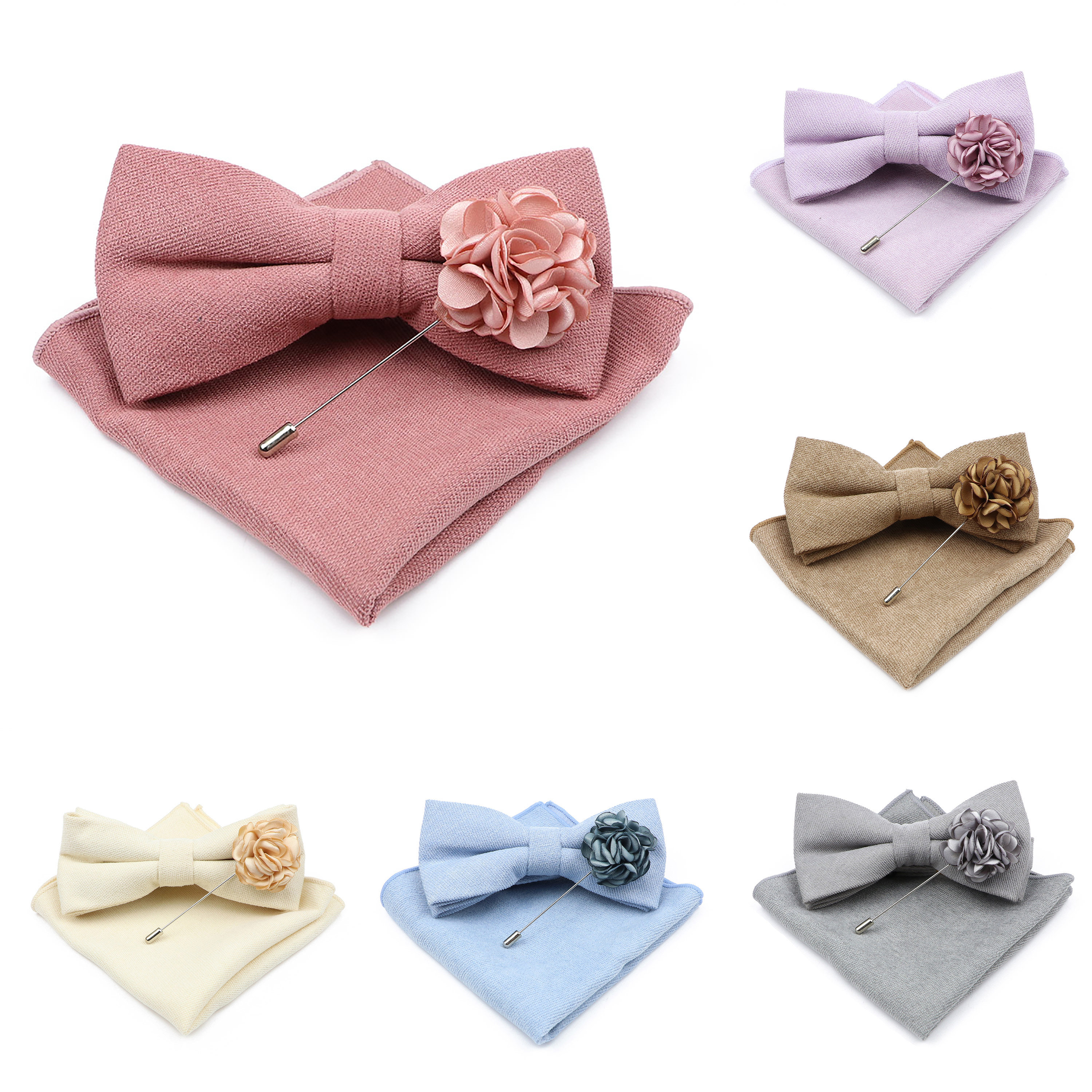 Mens Solid Color Cotton Bowtie - Handkerchief Cotton Men 리뷰 및 가격