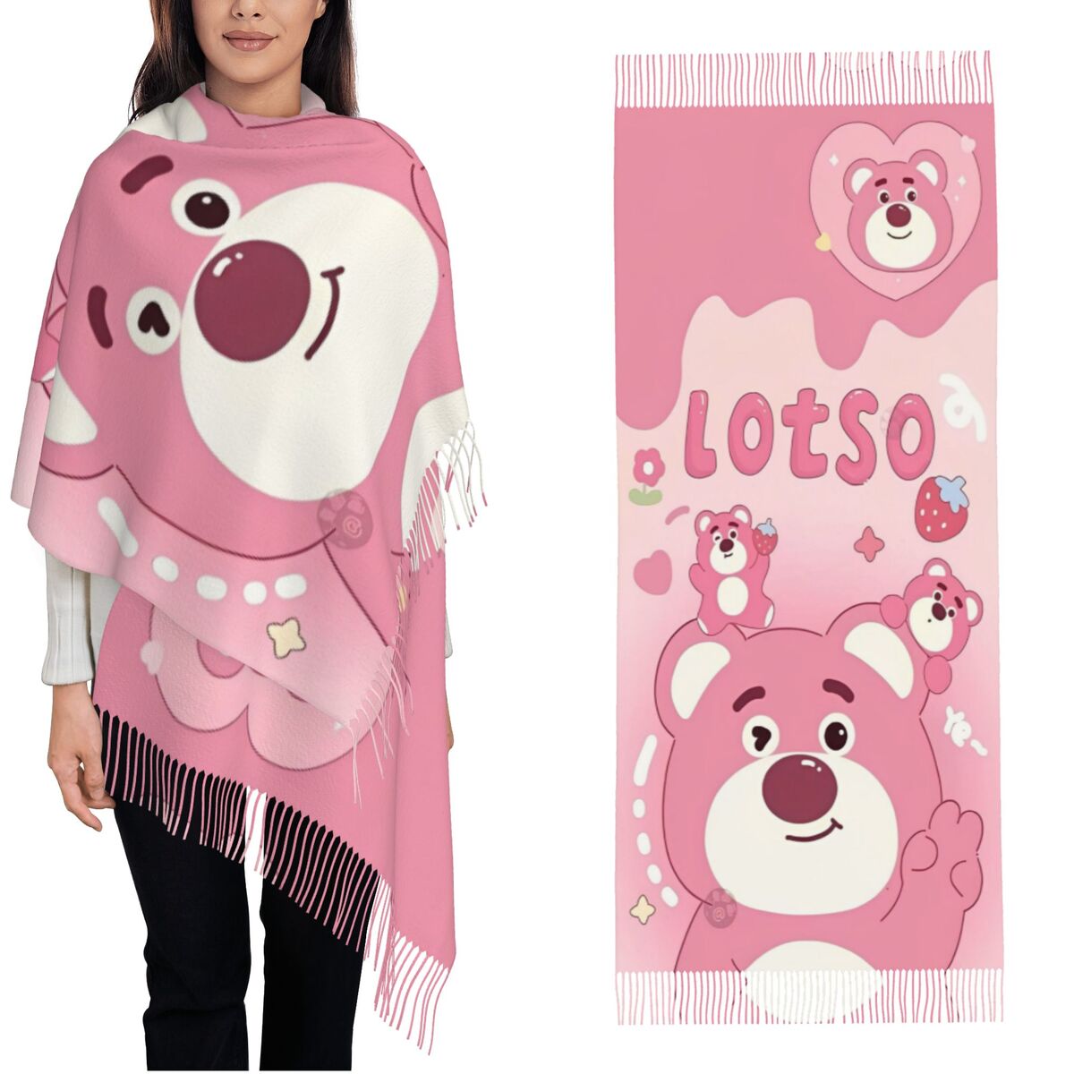 Lotso Pink Bear Women's Scarf  - Pashmina Wrap Large 리뷰 및 가격
