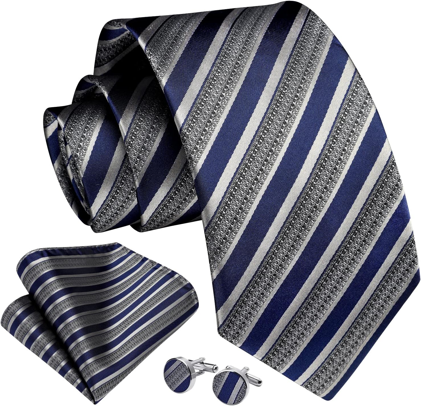 Men's Stripe Tie & Pocket Squa - Handkerchief Cotton Men 리뷰 및 가격