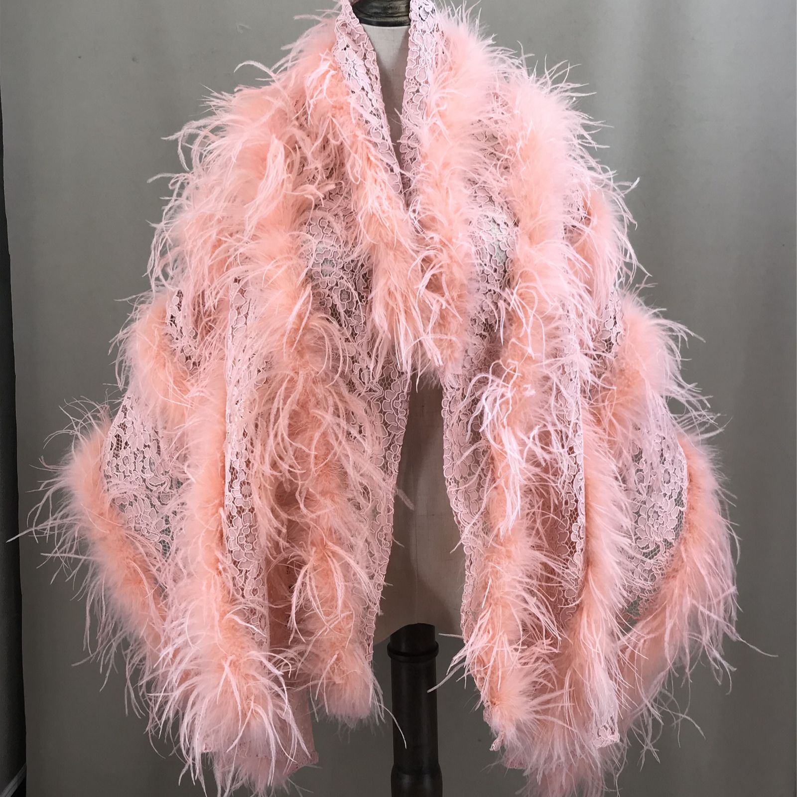 Real Ostrich Feather Lace Shaw - Stole Wedding Shawl 리뷰 및 가격