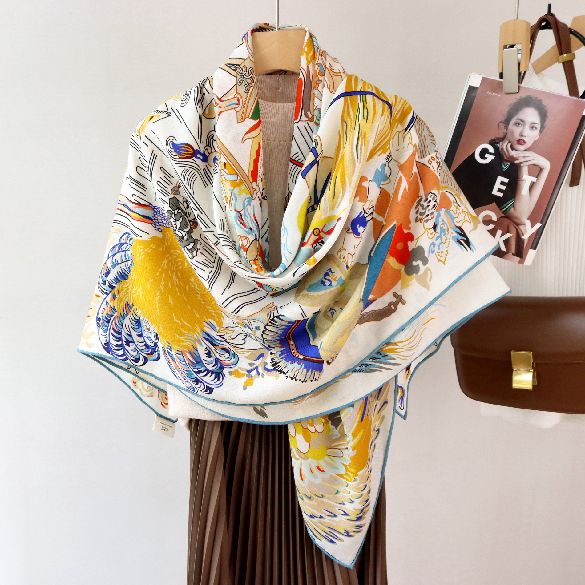 Double Print Mulberry Silk Sca - Pashmina Wrap Large 리뷰 및 가격