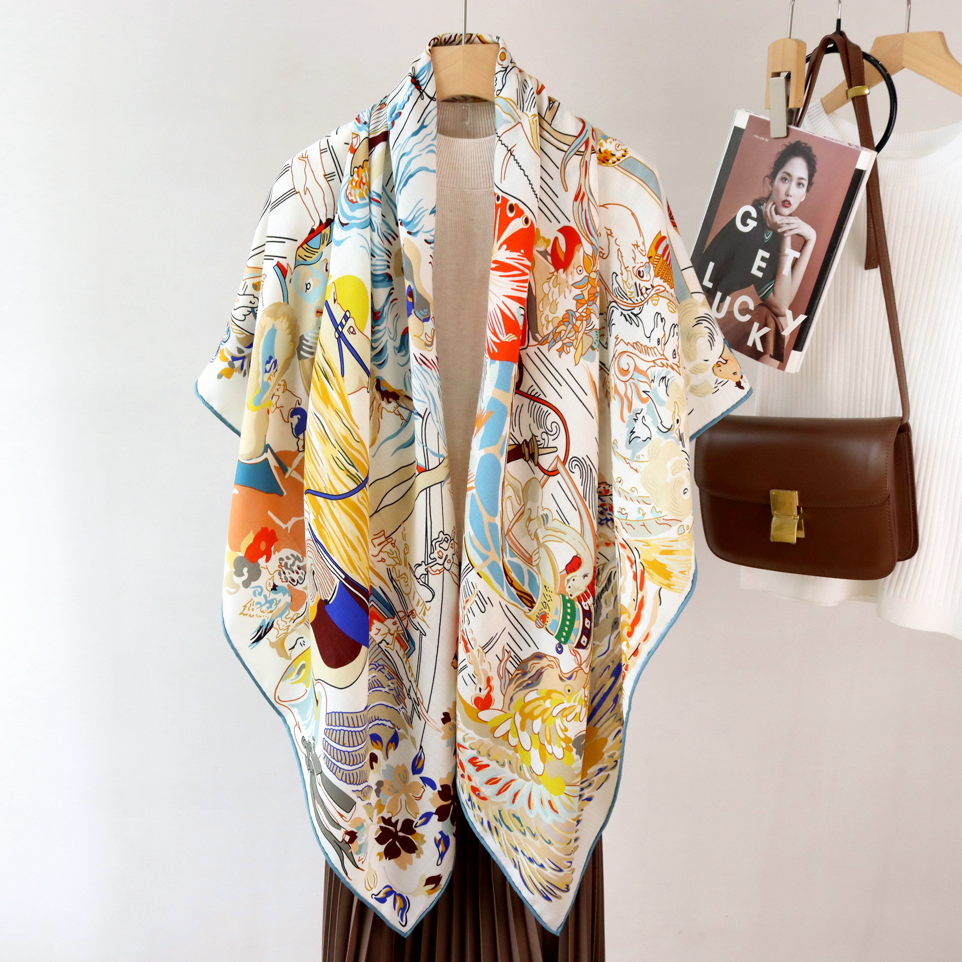 Double Print Mulberry Silk Sca - Pashmina Wrap Large 리뷰 및 가격