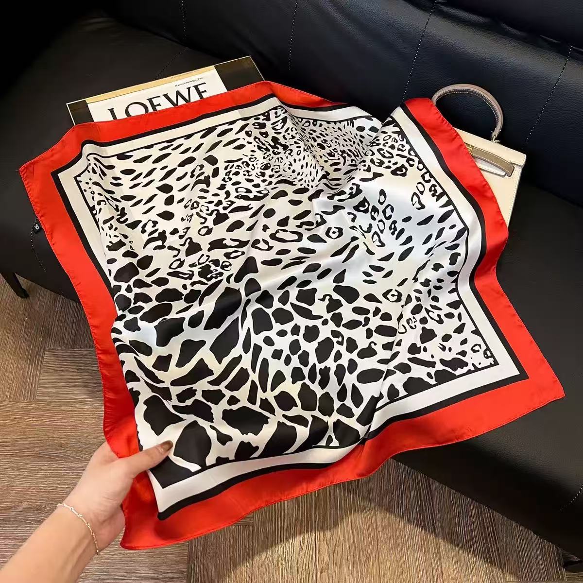1pc Faux Silk Retro Leopard Pr - Bandana Cotton 리뷰 및 가격
