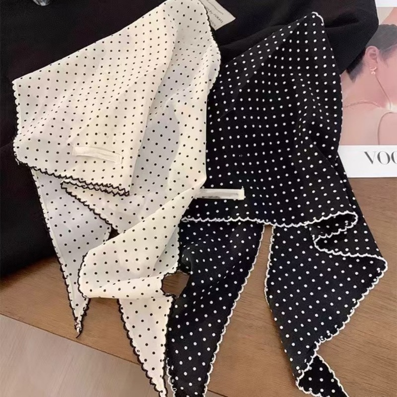 Black White Polka Dot Scarf fo - Ascot Neck Scarf 리뷰 및 가격