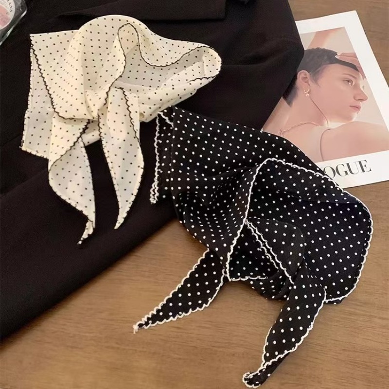 Black White Polka Dot Scarf fo - Ascot Neck Scarf 리뷰 및 가격