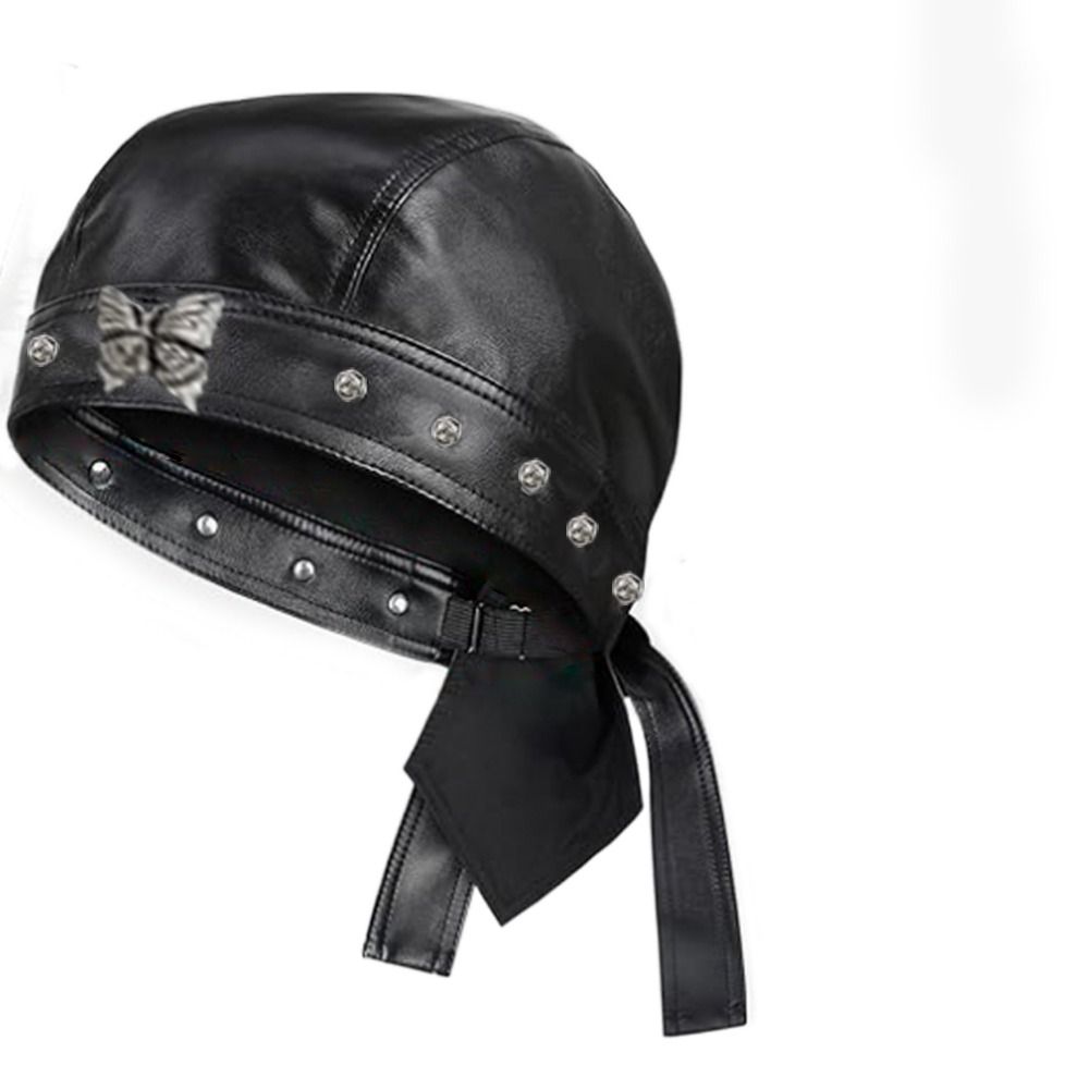 PU Leather Black Biker Cap Doo - Bandana Doo Rag 리뷰 및 가격