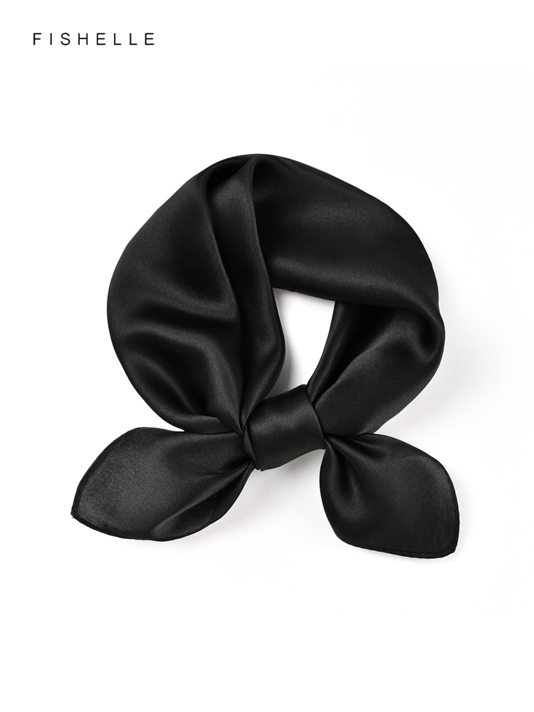 Solid color black pure silk sc - Scarf Silk Square 리뷰 및 가격