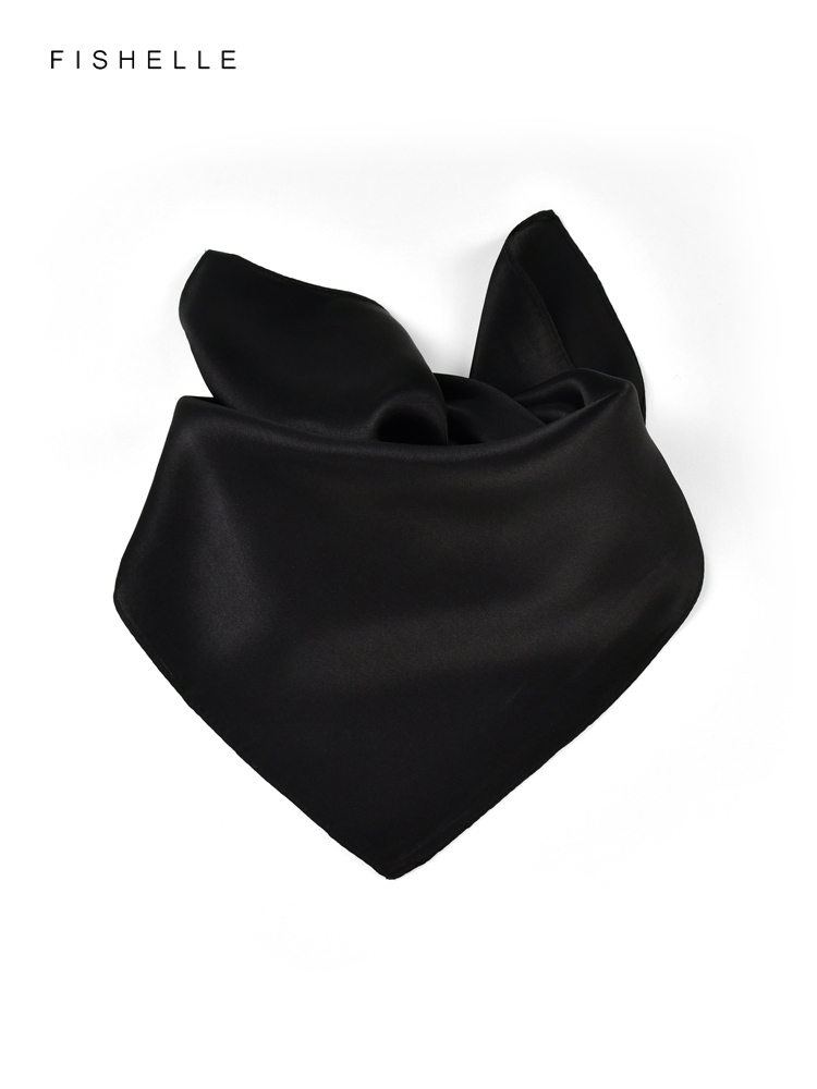 Solid color black pure silk sc - Scarf Silk Square 리뷰 및 가격