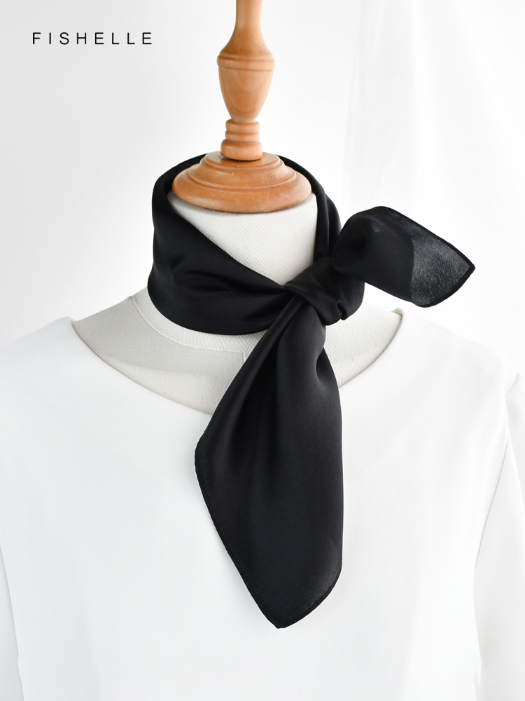 Solid color black pure silk sc - Scarf Silk Square 리뷰 및 가격
