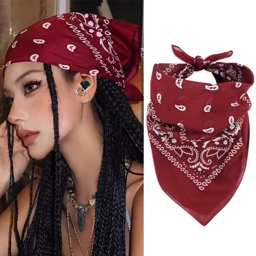Hip Hop Wine Red Square Hair S - Ascot Neck Scarf 리뷰 및 가격