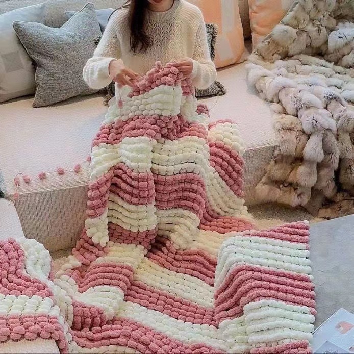 130G/Roll Pompom Yarn Mixed Co - Woven Scarf Blanket 리뷰 및 가격