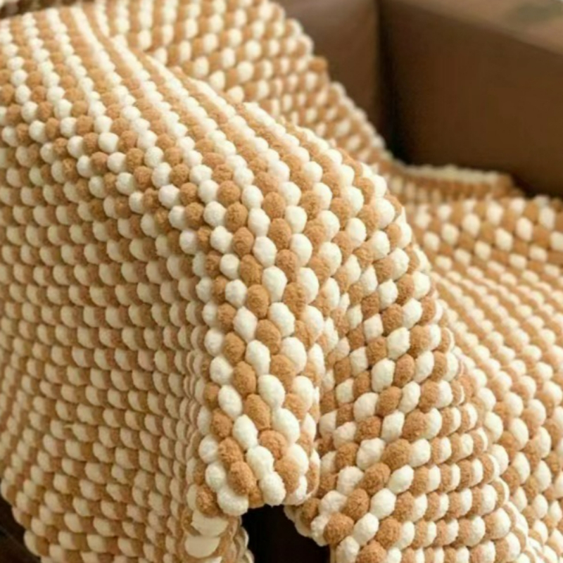 130G/Roll Pompom Yarn Mixed Co - Woven Scarf Blanket 리뷰 및 가격