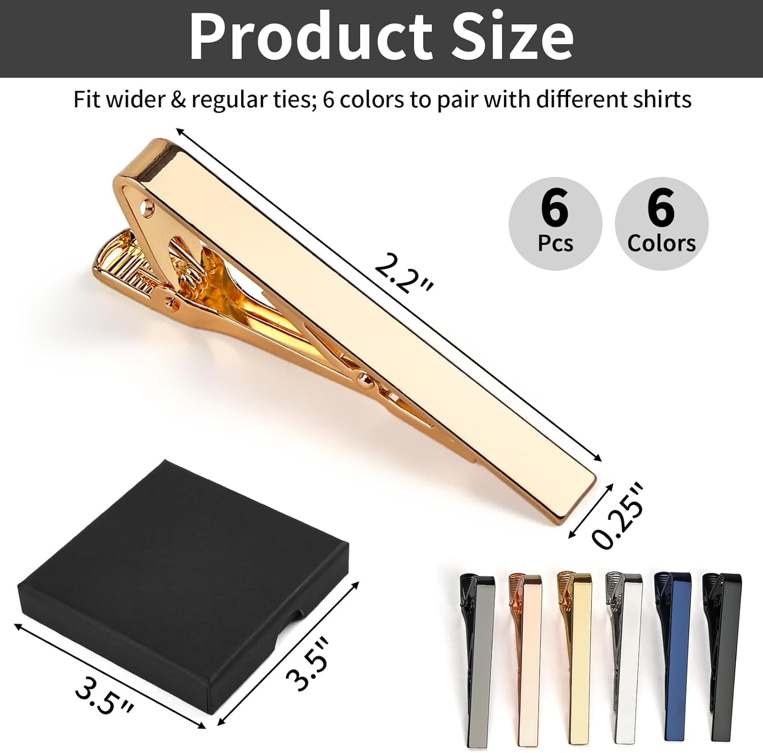 6 Tie Clips for Men, Classic S - Tie Bar Set Gift 리뷰 및 가격