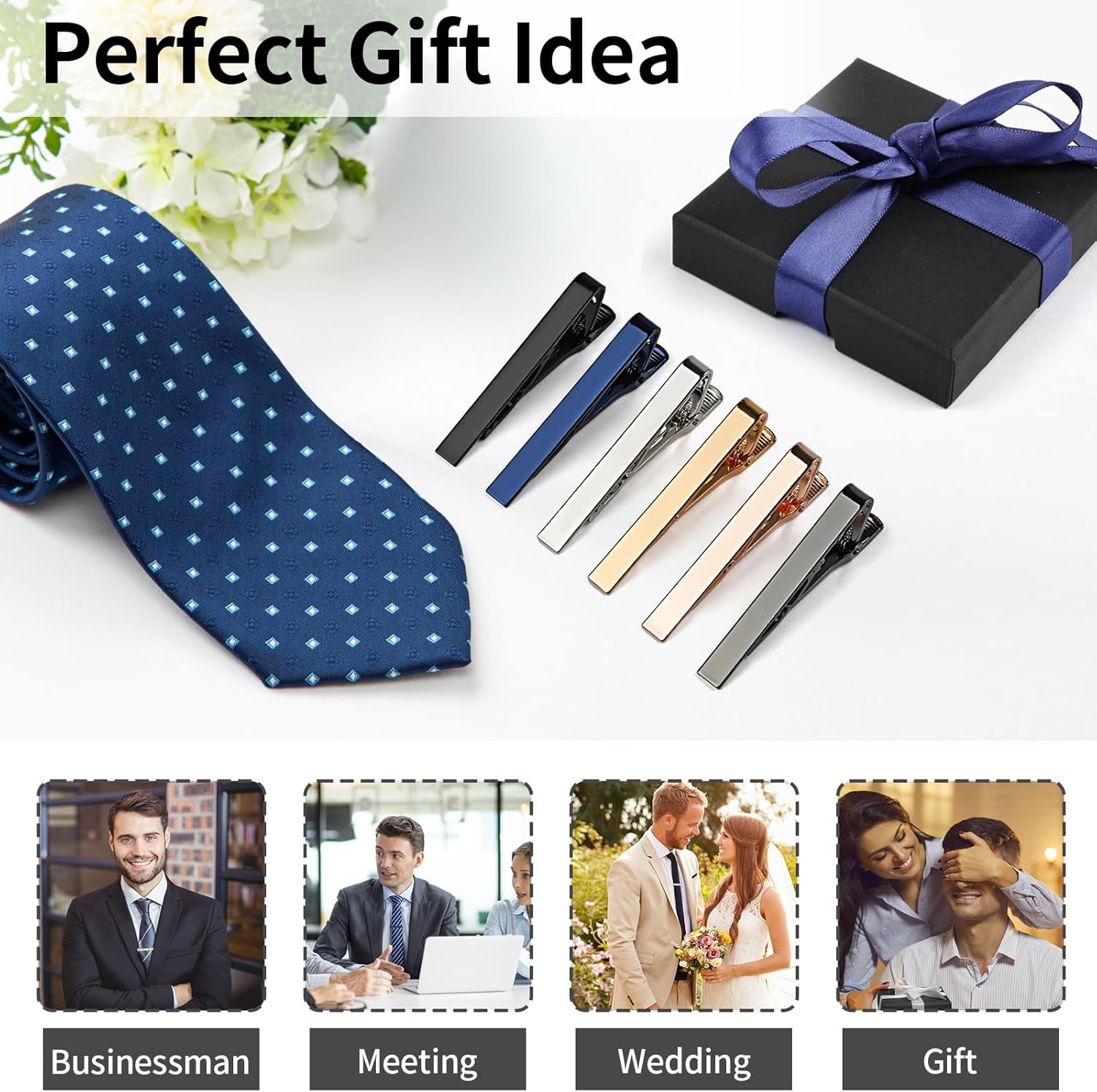 6 Tie Clips for Men, Classic S - Tie Bar Set Gift 리뷰 및 가격