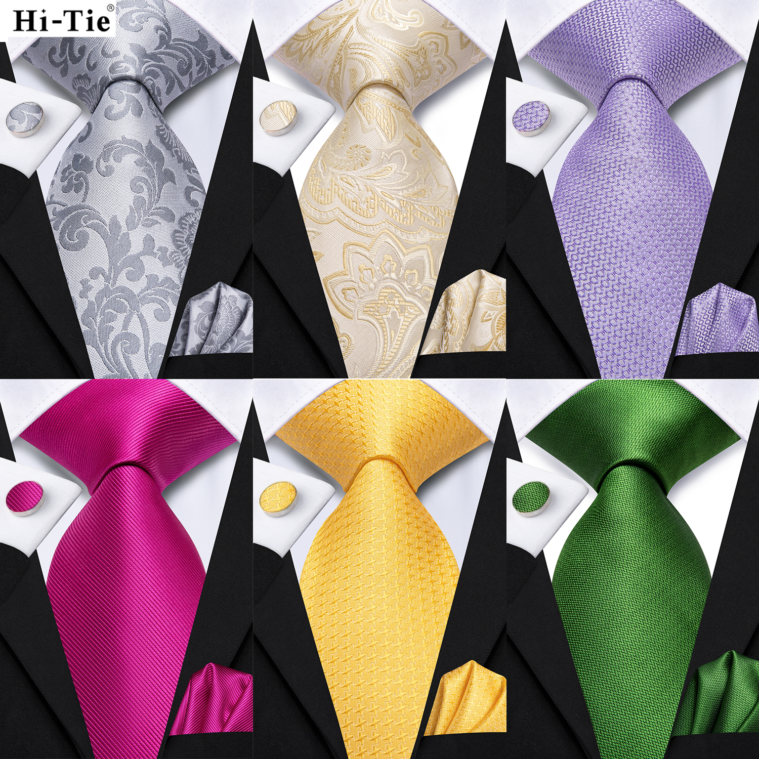 Hi-tie Men's Ties Solid Color  - Silk Tie Striped 리뷰 및 가격