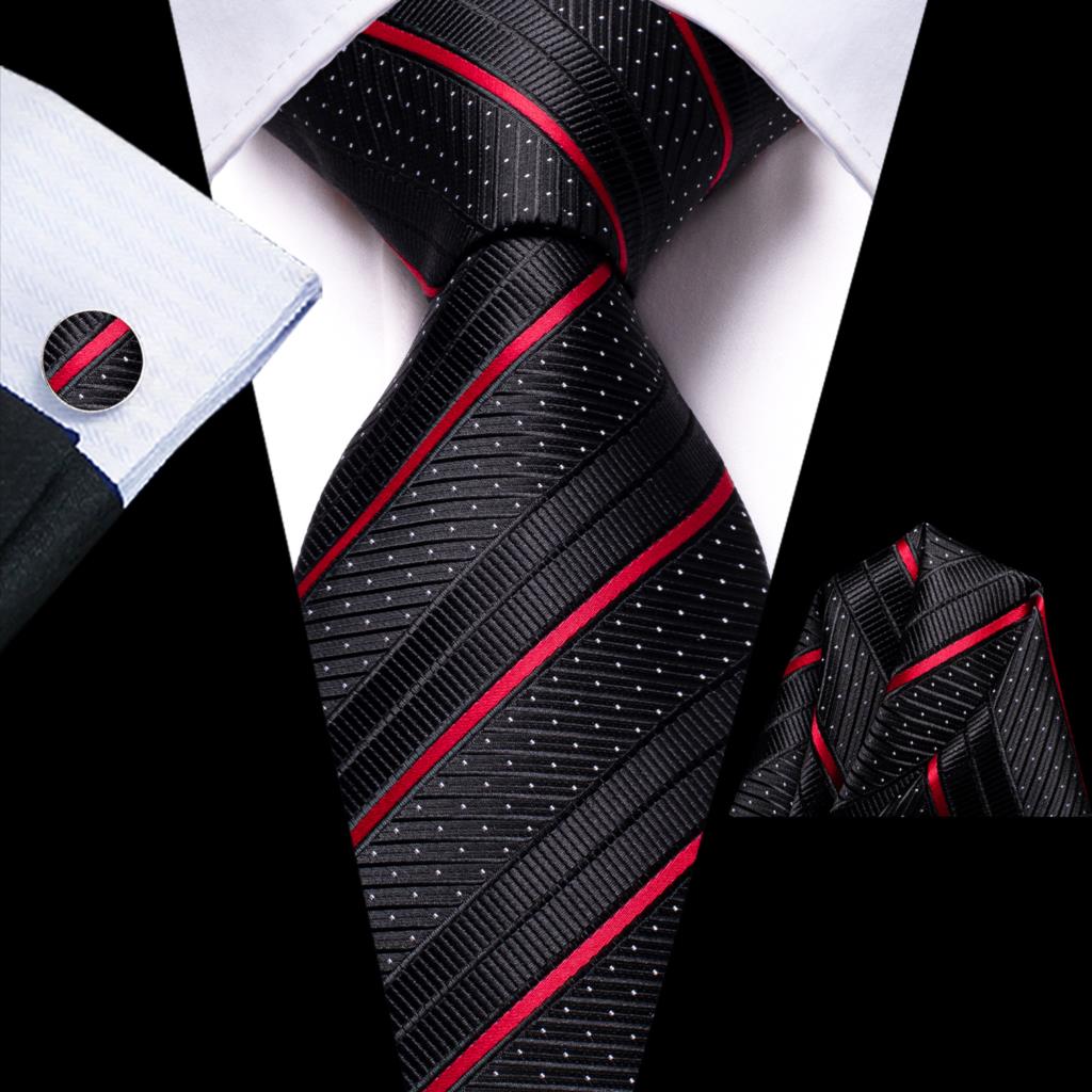 Hi-Tie Striped Black Red Mens  - Silk Tie Striped 리뷰 및 가격