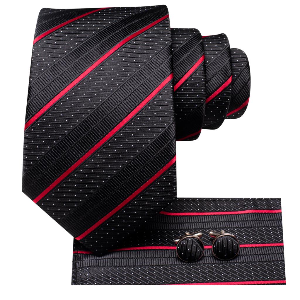 Hi-Tie Striped Black Red Mens  - Silk Tie Striped 리뷰 및 가격