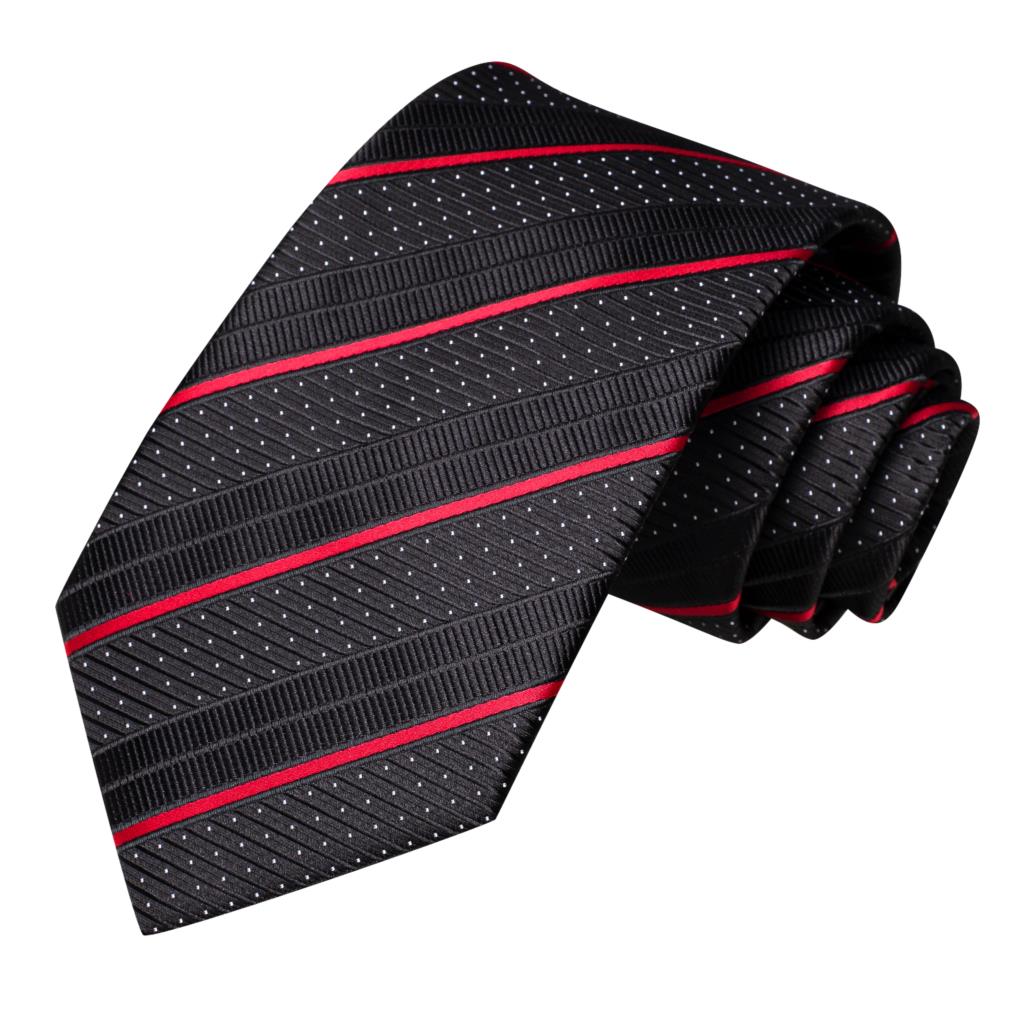 Hi-Tie Striped Black Red Mens  - Silk Tie Striped 리뷰 및 가격