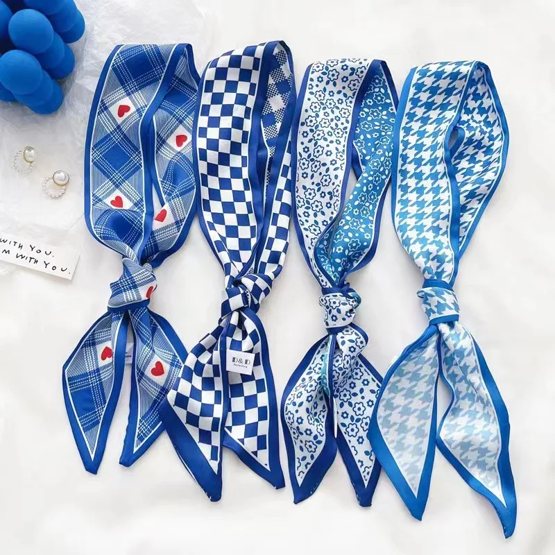 Klein blue silk scarf new chec - Head Wrap Turban 리뷰 및 가격