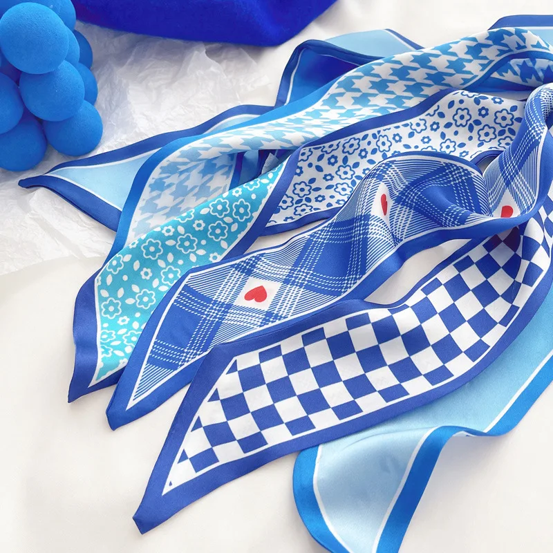 Klein blue silk scarf new chec - Head Wrap Turban 리뷰 및 가격