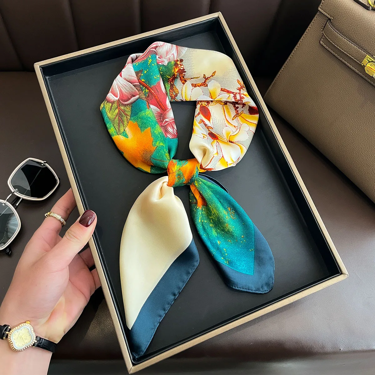 70*70cm Floral Print Head Scar - Silk Neck Scarf 리뷰 및 가격