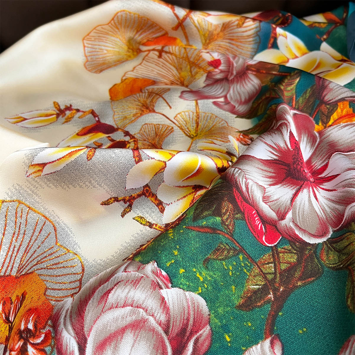 70*70cm Floral Print Head Scar - Silk Neck Scarf 리뷰 및 가격