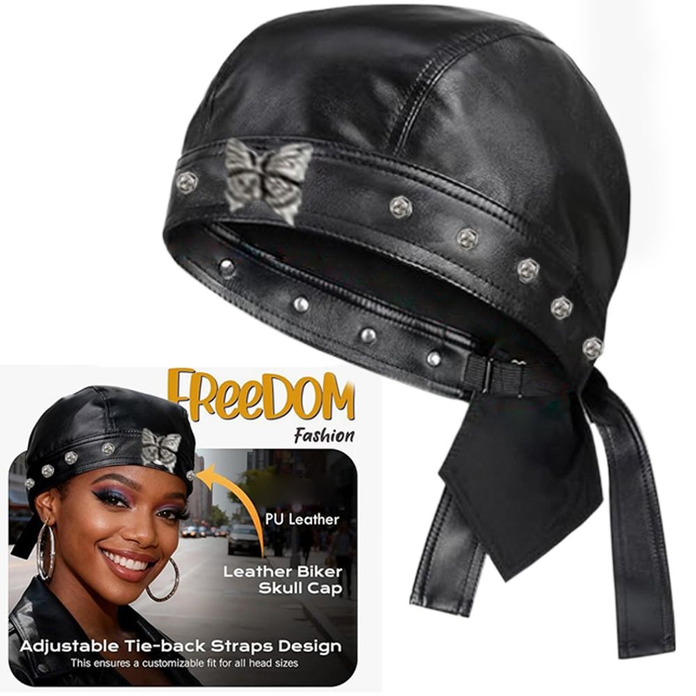 New PU Leather Black Biker Cap - Bandana Doo Rag 리뷰 및 가격