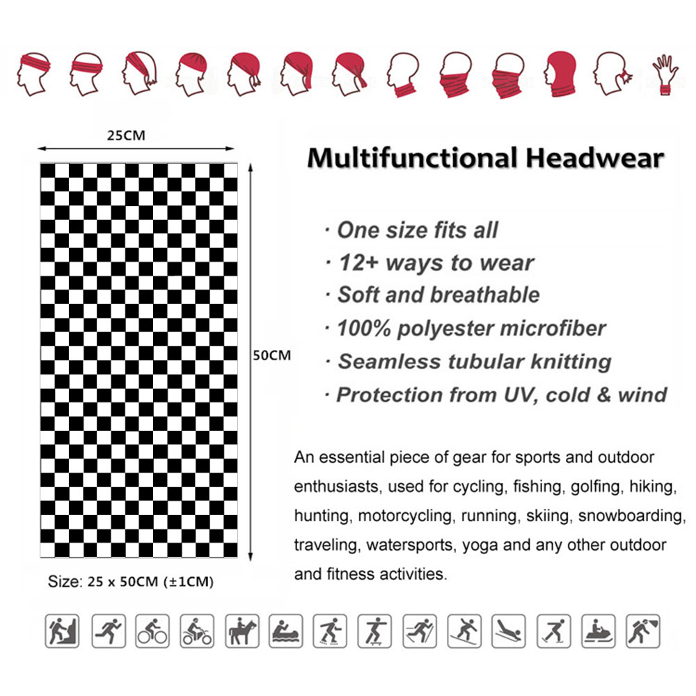 Checkered Ska Printed Headband - Neck Warmer Tube 리뷰 및 가격